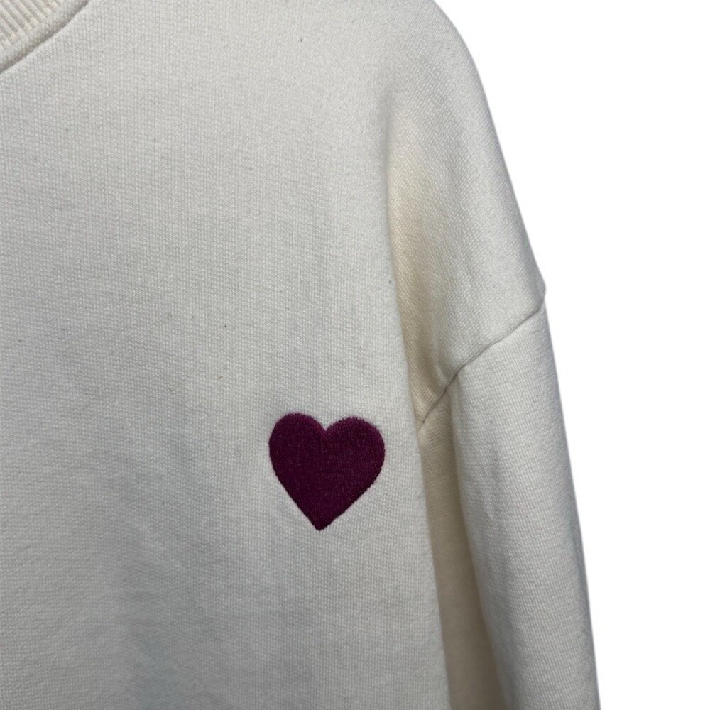Noon Sweatshirt Womens S Ivory Pullover Crewneck Purple Heart Lightning - Picture 4 of 8